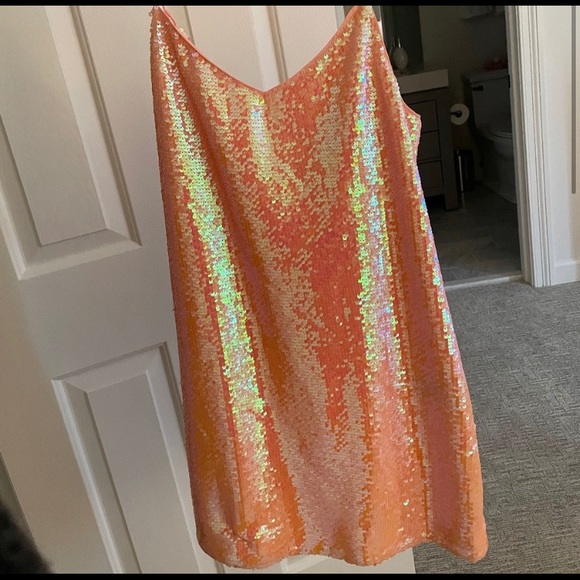 NBD Tessellate Mini Dress in Electric Peach - Picture 3 of 4